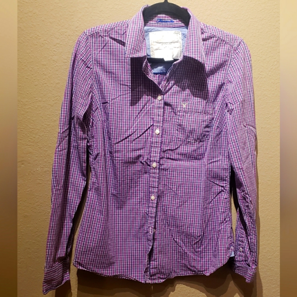 American Eagle Outfitters Purple Favorite Button Down Dress Shirt Size 10